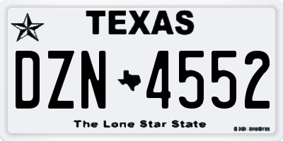 TX license plate DZN4552