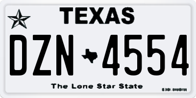 TX license plate DZN4554