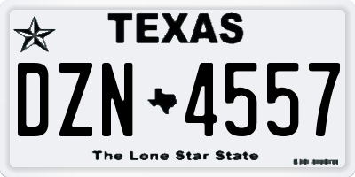 TX license plate DZN4557