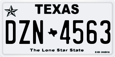 TX license plate DZN4563