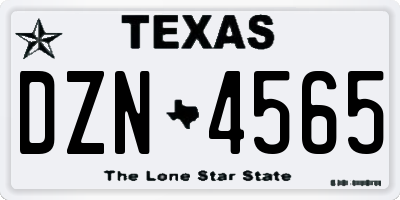 TX license plate DZN4565