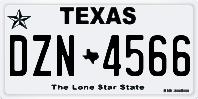 TX license plate DZN4566