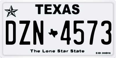 TX license plate DZN4573