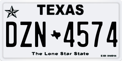 TX license plate DZN4574