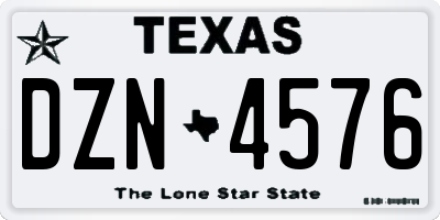 TX license plate DZN4576