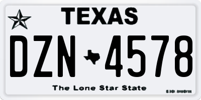 TX license plate DZN4578
