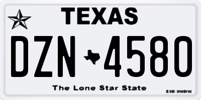 TX license plate DZN4580