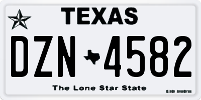 TX license plate DZN4582