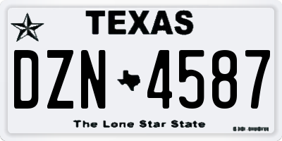 TX license plate DZN4587