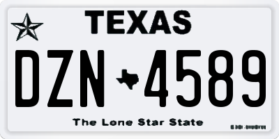 TX license plate DZN4589