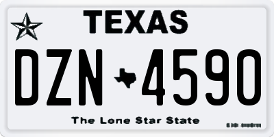 TX license plate DZN4590