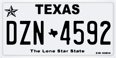 TX license plate DZN4592