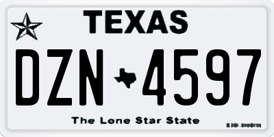 TX license plate DZN4597