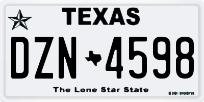 TX license plate DZN4598