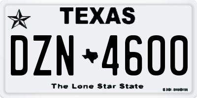 TX license plate DZN4600