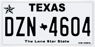 TX license plate DZN4604