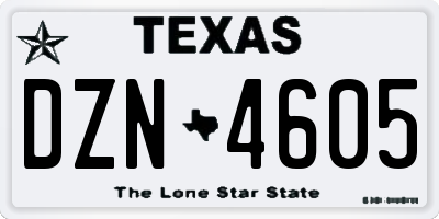 TX license plate DZN4605