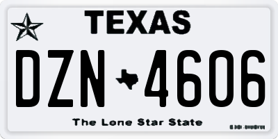 TX license plate DZN4606