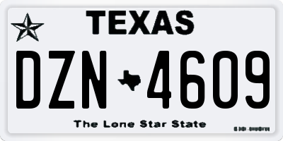 TX license plate DZN4609