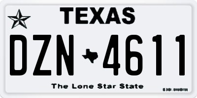 TX license plate DZN4611
