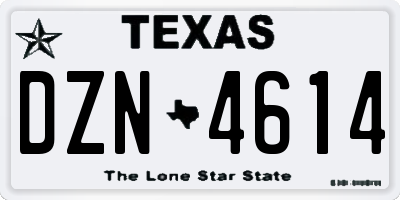 TX license plate DZN4614