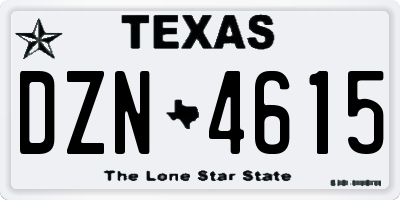 TX license plate DZN4615