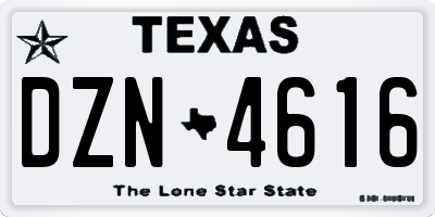 TX license plate DZN4616