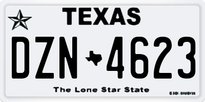 TX license plate DZN4623