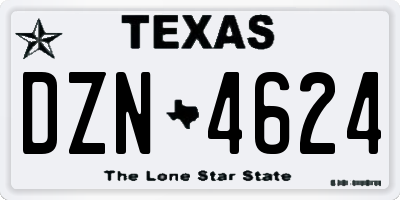TX license plate DZN4624