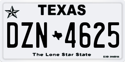 TX license plate DZN4625