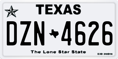 TX license plate DZN4626