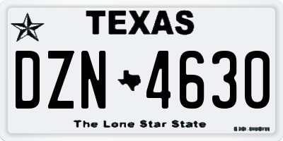 TX license plate DZN4630