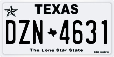 TX license plate DZN4631