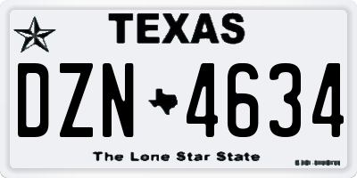 TX license plate DZN4634