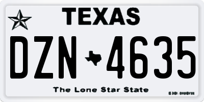 TX license plate DZN4635