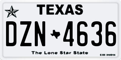 TX license plate DZN4636