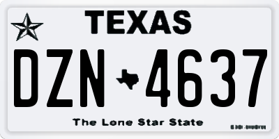 TX license plate DZN4637