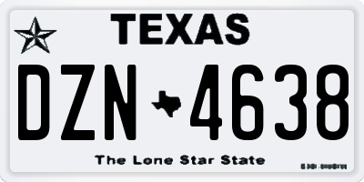 TX license plate DZN4638