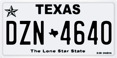 TX license plate DZN4640