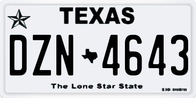 TX license plate DZN4643