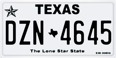 TX license plate DZN4645