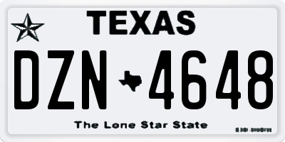 TX license plate DZN4648