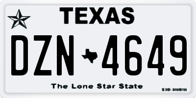 TX license plate DZN4649