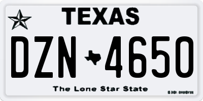 TX license plate DZN4650