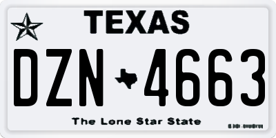 TX license plate DZN4663