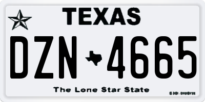 TX license plate DZN4665