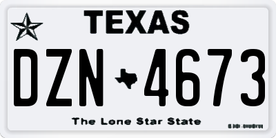 TX license plate DZN4673