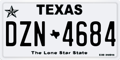 TX license plate DZN4684