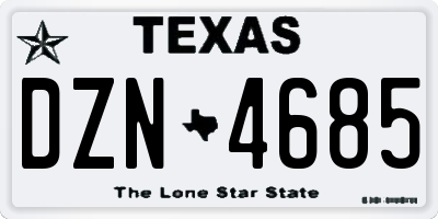 TX license plate DZN4685