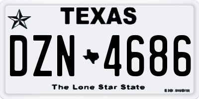 TX license plate DZN4686